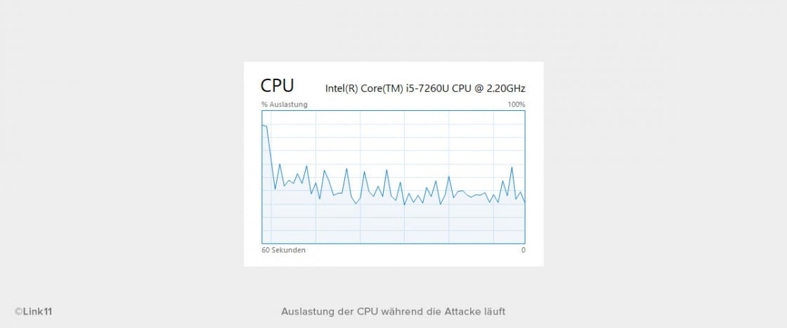 Auslastung der CPU während die Attacke läuft