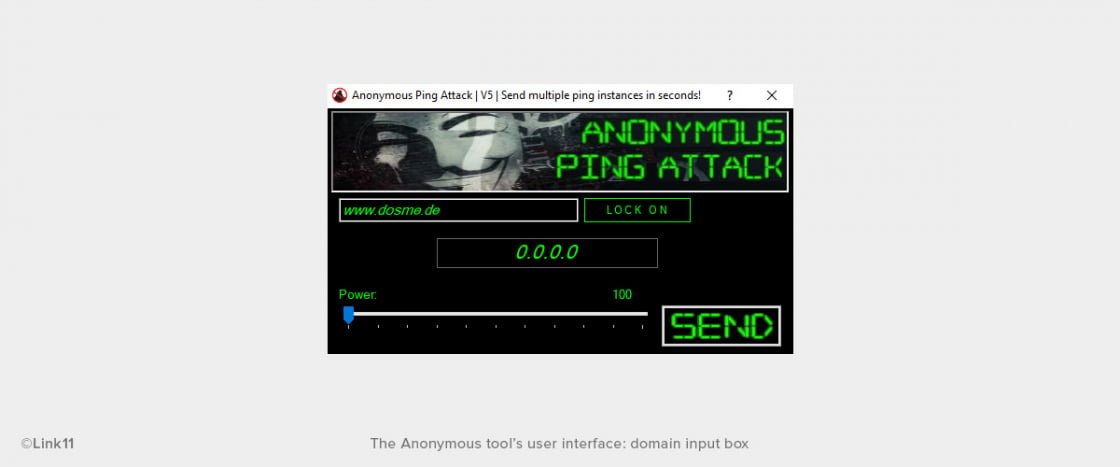 Anonymous DDoS Ping Attack Tool User Interface